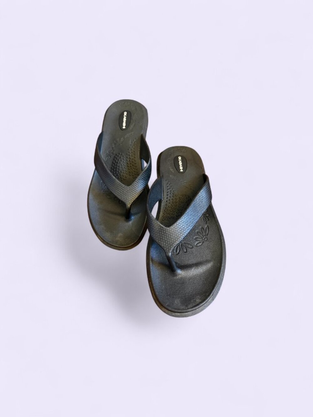 Okasbashi Maui Black Women's Flip Flops Sz M/L (8.5)
